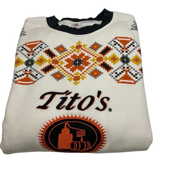 Tito’s Vodka Ugly Sweatshirt! Rare! Size XXL. White with orange quilt lime xmas - Picture 2 of 16